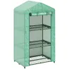 Invernadero de Jardín de 3 Niveles Puerta Enrollable Marco de Metal Cubierta de PE Anti-UV 69x49x125 cm Verde - Ogal.Es