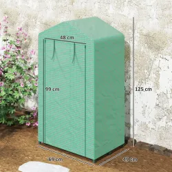 Invernadero de Jardín de 3 Niveles Puerta Enrollable Marco de Metal Cubierta de PE Anti-UV 69x49x125 cm Verde - Ogal.Es