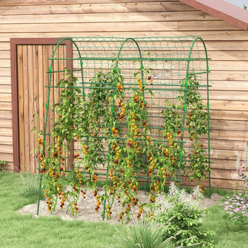 Enrejado de Pepino 206 cm Enrejado de Jardín de Arco para Plantas Trepadoras al Aire Libre con Marco de Acero Verde - Ogal.Es