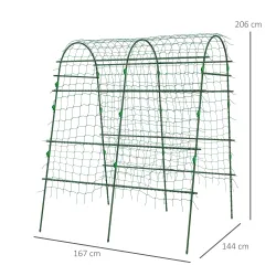 Enrejado de Pepino 206 cm Enrejado de Jardín de Arco para Plantas Trepadoras al Aire Libre con Marco de Acero Verde - Ogal.Es