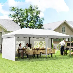 Carpa Plegable 6x3 m Pop-up con 4 Laterales Desmontables Cenador de Jardín con 2 Ventanas y Bolsa de Transporte ... - Ogal.Es