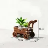 Carretilla de Madera Decorativa Jardinera Elevada con 4 Ruedas Asa Orificios de Drenaje 68x38x52 cm Carbonizado - Ogal.Es