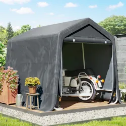 Carpa de Jardín para Herramientas con Marco de Metal 2 Puertas con Cremallera Impermeable Anti-UV 2,4x2x2 m Gris... - Ogal.Es