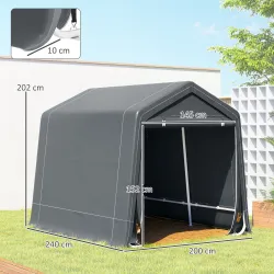 Carpa de Jardín para Herramientas con Marco de Metal 2 Puertas con Cremallera Impermeable Anti-UV 2,4x2x2 m Gris... - Ogal.Es