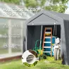 Carpa de Jardín para Herramientas con Marco de Metal 2 Puertas con Cremallera Impermeable Anti-UV 2,4x2x2 m Gris... - Ogal.Es