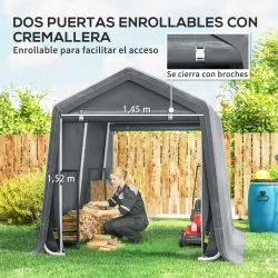 Carpa de Jardín para Herramientas con Marco de Metal 2 Puertas con Cremallera Impermeable Anti-UV 2,4x2x2 m Gris... - Ogal.Es