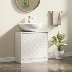 Mueble Bajo Lavabo Mueble de Baño con 2 Puertas Estante Ajustable para Lavabos con o sin Pedestal 60x30x59,8 cm ... - Ogal.Es