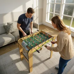 Futbolín para Niños de Madera Mesa de Futbolín con 2 Marcadores 6 Barras 18 Jugadores 75x66x75 cm Natural - Ogal.Es