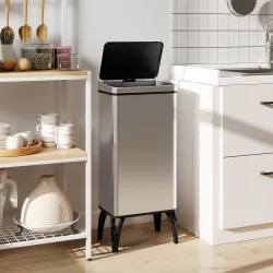 Cubo de Basura Cocina Automático 50L, Papelera de Cocina de Acero Inoxidable con Sensor Infrarrojo, Cierre Suave... - Ogal.Es