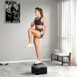 Step para Fitness Stepper Antideslizante con Altura Ajustable de 10/15/20/25/30 cm Carga 150 kg Gris - Ogal.Es