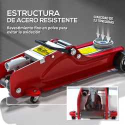 Gato Hidráulico para Coche 2,5T Altura de Elevación 80-380 mm con Perfil Bajo Ruedas para Automóvil SUV Rojo - Ogal.Es