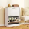 Zapatero Estrecho 2 Puertas de Alto Brillo Estantes Ajustables Diseño Mármol para 8 Pares de Zapatos 60x24x80 cm... - Ogal.Es