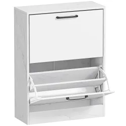 Zapatero Estrecho 2 Puertas de Alto Brillo Estantes Ajustables Diseño Mármol para 8 Pares de Zapatos 60x24x80 cm... - Ogal.Es