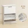 Zapatero Estrecho 2 Puertas de Alto Brillo Estantes Ajustables Diseño Mármol para 8 Pares de Zapatos 60x24x80 cm... - Ogal.Es