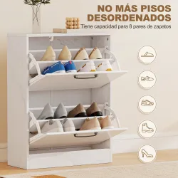Zapatero Estrecho 2 Puertas de Alto Brillo Estantes Ajustables Diseño Mármol para 8 Pares de Zapatos 60x24x80 cm... - Ogal.Es