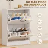 Zapatero Estrecho 2 Puertas de Alto Brillo Estantes Ajustables Diseño Mármol para 8 Pares de Zapatos 60x24x80 cm... - Ogal.Es