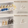 Zapatero Estrecho 2 Puertas de Alto Brillo Estantes Ajustables Diseño Mármol para 8 Pares de Zapatos 60x24x80 cm... - Ogal.Es