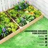 Jardinera Elevada de Madera Huerto Urbano para Cultivar Plantas con Divisor y Base Abierta 235x121x26 cm Natural - Ogal.Es
