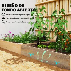 Jardinera Elevada de Madera Huerto Urbano para Cultivar Plantas con Divisor y Base Abierta 235x121x26 cm Natural - Ogal.Es