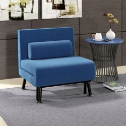 Sofá Cama Individual Plegable con Respaldo Ajustable de 5 Niveles Cojín y Tapizado de Lino Sintético 75x70x75 cm... - Ogal.Es