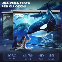Pantalla de Proyector Manual 120 Pulgadas Formato 4:3/16:9 para Interior y Exterior 244x183 cm Blanco - Ogal.Es