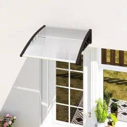 Marquesina para Puertas y Ventanas 103x96,5 cm con Paneles de Policarbonato Regleta de Aluminio Transparente - Ogal.Es