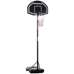 Canasta de Baloncesto para Exterior Altura Ajustable 160-210 cm con Ruedas y Base Rellenable 76x48x254 cm Negro - Ogal.Es
