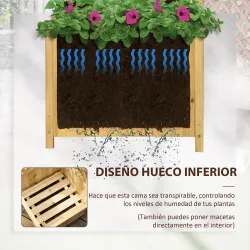 Jardinera con Enrejado de Madera Macetero Exterior para Esquina para Plantas Trepadoras 40x40x145 cm Natural - Ogal.Es