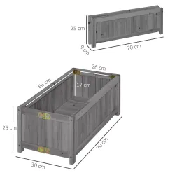 Jardinera de Madera Plegable Jardinera Elevada para Cultivos Verduras Flores en Patio Balcón Terraza 70x30x25 cm... - Ogal.Es