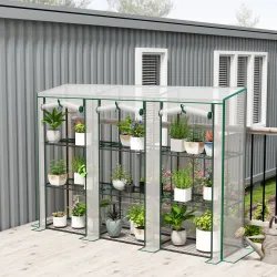 Invernadero de Exterior de 3 Niveles con Puerta Enrollable con Cremallera 9 Estantes Cubierta de PE 215x46x151cm... - Ogal.Es