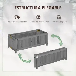 Jardinera de Madera Plegable Jardinera Elevada para Cultivos Verduras Flores en Patio Balcón Terraza 70x30x25 cm... - Ogal.Es
