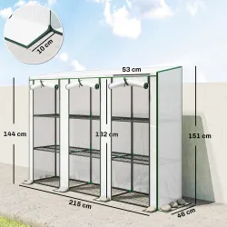 Invernadero de Exterior de 3 Niveles con Puerta Enrollable con Cremallera 9 Estantes Cubierta de PE 215x46x151cm... - Ogal.Es