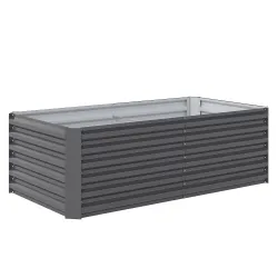 Jardinera Exterior Grande Rectangular de Acero Galvanizado para Terraza con Base Abierta 180x90x57,5 cm Gris - Ogal.Es