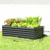 Jardinera Exterior Grande Rectangular de Acero Galvanizado para Terraza con Base Abierta 180x90x57,5 cm Gris - Ogal.Es