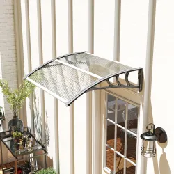 Marquesina para Puertas y Ventanas 100x75 cm con Paneles de Policarbonato Barra de Aluminio Transparente - Ogal.Es
