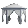 Carpa Plegable 4x3,4 m con Doble Techo 6 Mosquiteras Extraíbles y Bolsa de Transporte Anti-UV Gris - Ogal.Es