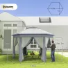 Carpa Plegable 4x3,4 m con Doble Techo 6 Mosquiteras Extraíbles y Bolsa de Transporte Anti-UV Gris - Ogal.Es