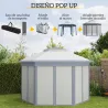 Carpa Plegable 4x3,4 m con Doble Techo 6 Mosquiteras Extraíbles y Bolsa de Transporte Anti-UV Gris - Ogal.Es