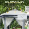 Carpa Plegable 4x3,4 m con Doble Techo 6 Mosquiteras Extraíbles y Bolsa de Transporte Anti-UV Gris - Ogal.Es