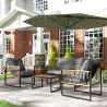 Conjunto de Jardín Exterior de Ratán Sintético con 2 Sillones 1 Sofá de 2 Plazas 1 Mesa de Centro y Cojines Gris - Ogal.Es