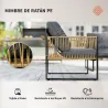Conjunto de Jardín Exterior de Ratán Sintético con 2 Sillones 1 Sofá de 2 Plazas 1 Mesa de Centro y Cojines Gris - Ogal.Es