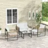 Conjunto de Jardín Exterior de Ratán Sintético con 2 Sillones 1 Sofá de 2 Plazas 1 Mesa de Centro y Cojines Crema - Ogal.Es