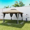 Cenador Plegable 3,6x3,6 m con Laterales de Malla UPF50+ Altura Ajustable Bolsa con Ruedas y Bolsas de Arena Beige - Ogal.Es