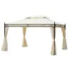 Cenador de Jardín 4x3m con Doble Techo Estructura de Acero Anti-UV para Exterior Patio 400x300x280 cm Crema - Ogal.Es