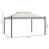 Cenador de Jardín 4x3m con Doble Techo Estructura de Acero Anti-UV para Exterior Patio 400x300x280 cm Crema - Ogal.Es