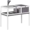 Casa para Tortugas de Madera con Techo de Malla Bandeja Extraíble y Soporte para Lámpara 104x53x82 cm Gris y Blanco - Ogal.Es