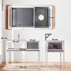 Casa para Tortugas de Madera con Techo de Malla Bandeja Extraíble y Soporte para Lámpara 104x53x82 cm Gris y Blanco - Ogal.Es
