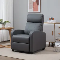 Sillón de Masaje Reclinable con Mando a Distancia Bolsillo Lateral y Temporizador Tapizado en PU 68x88x98 cm Gris - Ogal.Es