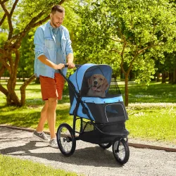 Carrito para Perros Medianos Pequeños con Cesta de Almacenaje Capota Ajustable y Ventana de Malla 111x58x107 cm ... - Ogal.Es