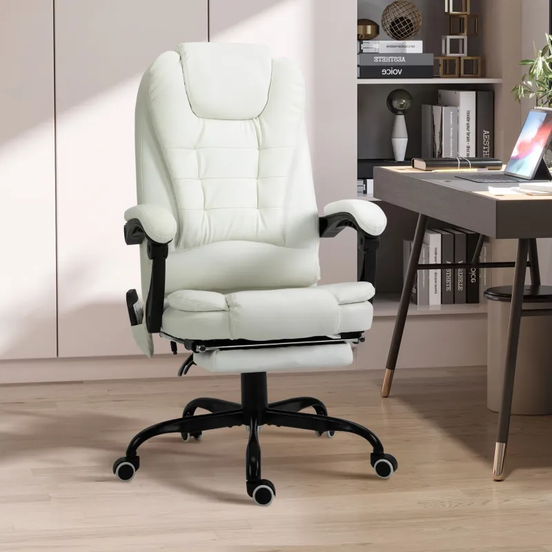 Silla de Oficina con 7 Puntos de Masaje con Reposapiés Retráctil Altura Ajustable Control Remoto y Tejido de PU ... - Ogal.Es